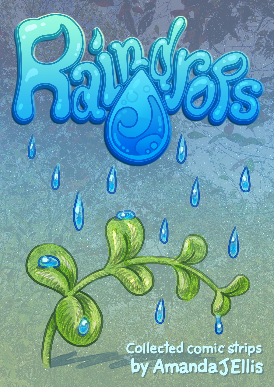 Cover art for Taylor and Friends. Taylor’s yellow head takes up most of the cover. On top of their head are mini versions of some of their friends. There’s Russell sitting and looking off into the distance. Loach walking jovially. Spruce has her hand braced against Taylor’s hair floof and Cassie has her hand on Spruces shoulder. Taylor’s parent Ollie is in the back, as well as their friend Steph. Taylor looks up at the little people on their head. The title “Taylor and Friends, collected comic...