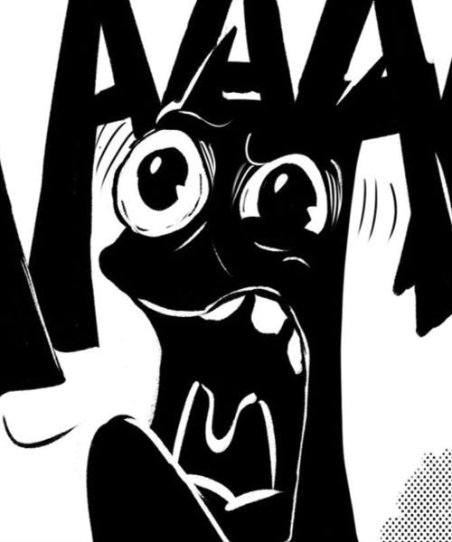 The Grumptipus, an inky black, pointy-eared, cat-like shadow creature with a big mouth, screams eternally.